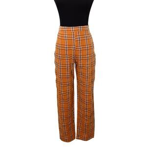 Vintage 70s Inspired Plaid Trousers Orange Womens S/M Academia